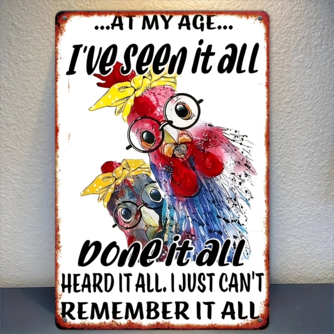 Home Bar And Kitchen - Metal Sign Funny Chicken Wall Art