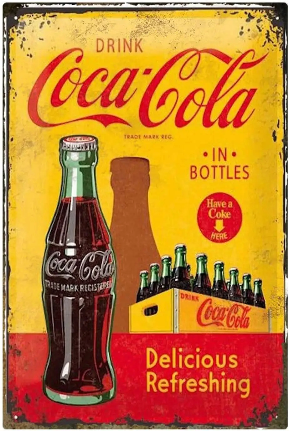 Home Bar And Kitchen - Metal Tin Sign Deliciously Crispy Retro