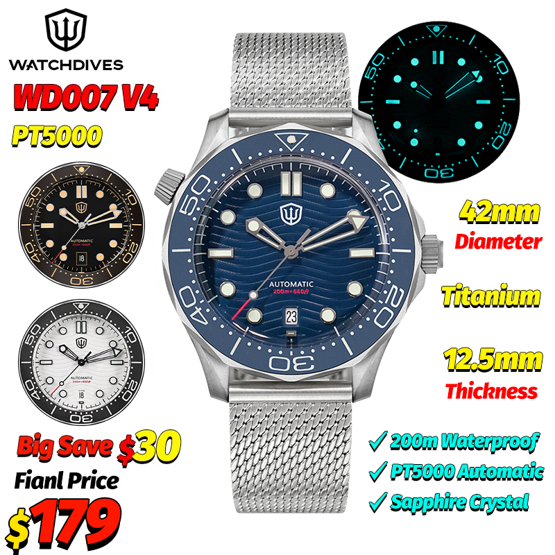 Old Fashioned Glass - Watchdives WD007 V4 Automatic Dive Watch