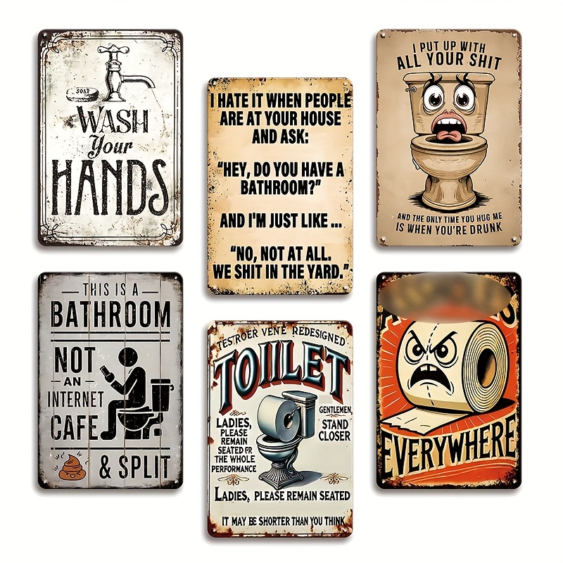 Home Bar Set - Set of 6, Fun Quotes Metal