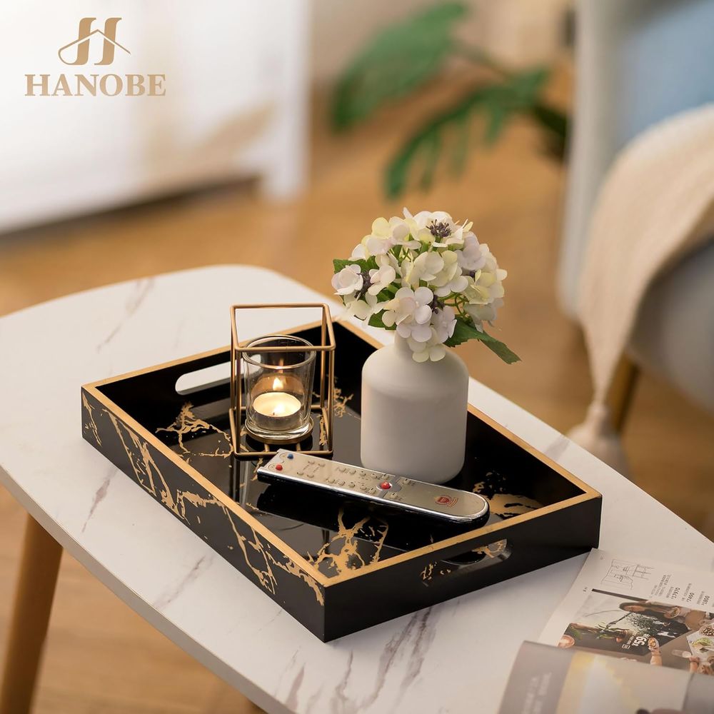 Decorative Serving Tray Black  - Home Bar And Counter recension och pris