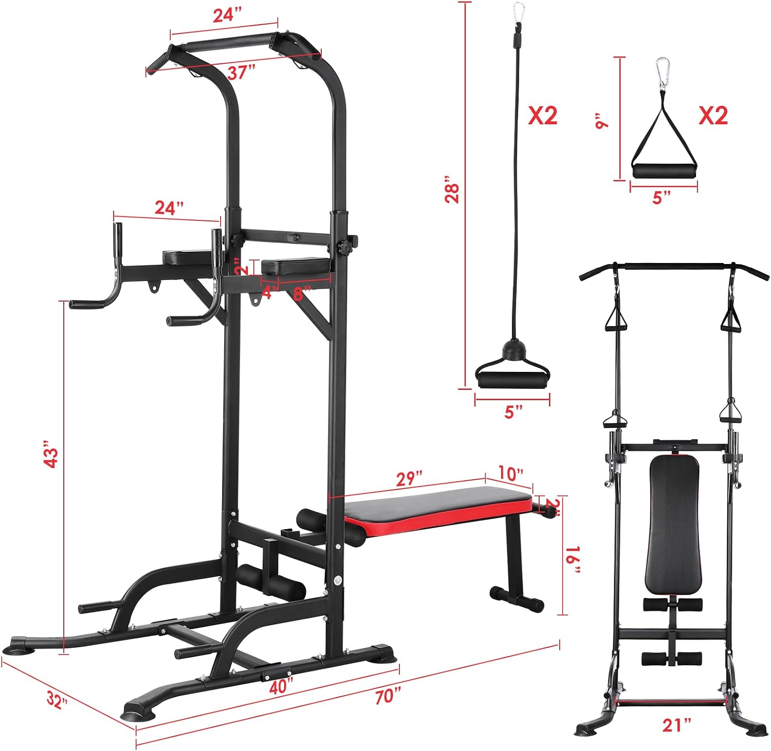 Power Tower with Bench, Pull U - Home Bar And Gym recension och pris