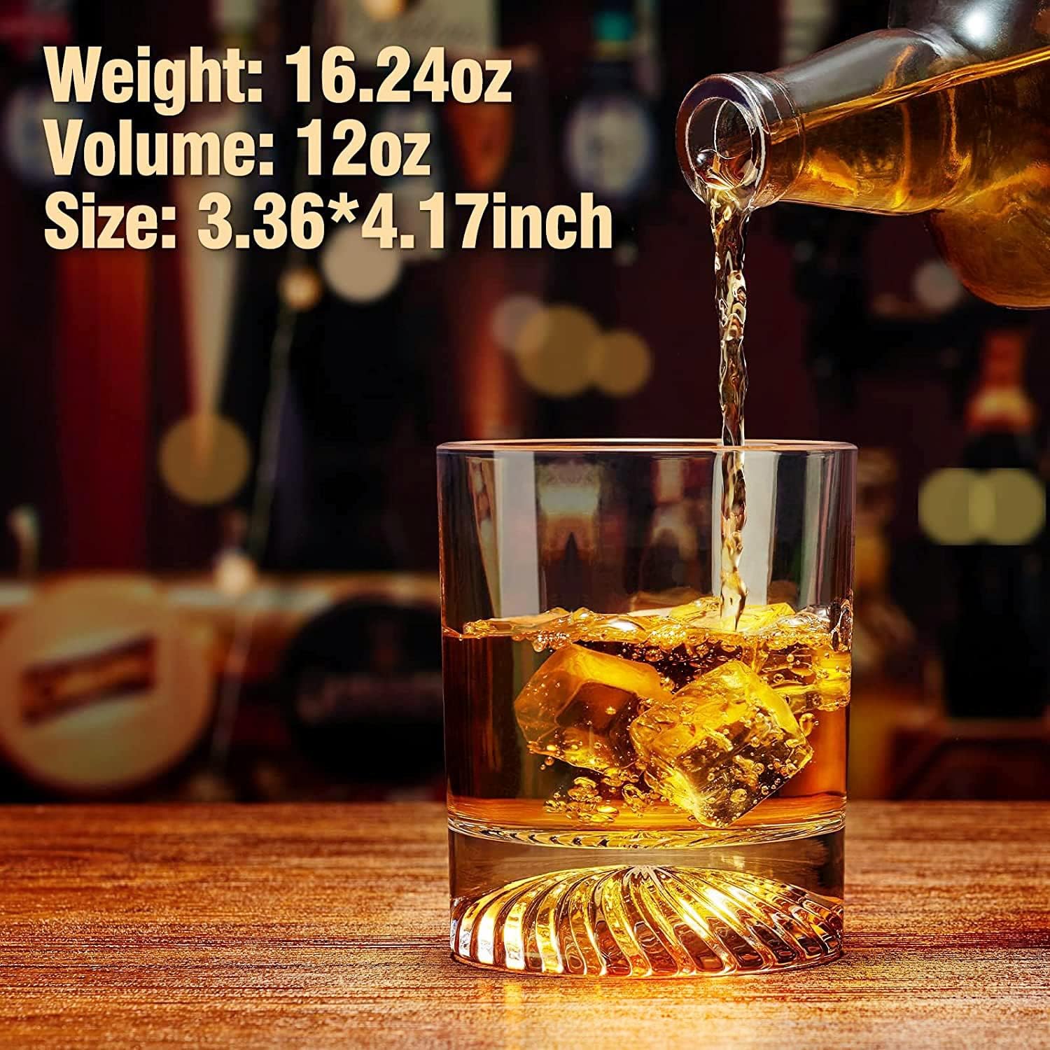 Whiskey Glasses Set of 4 12oz  - Home Bar Set recension och pris