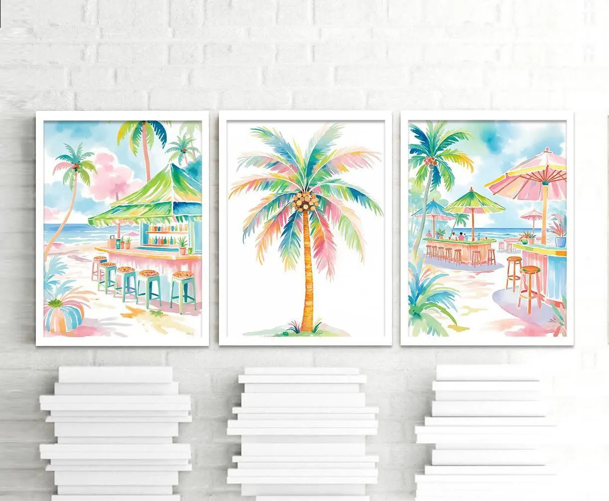 Boho Tropical Watercolor Wall  - Home Bar Set recension och pris