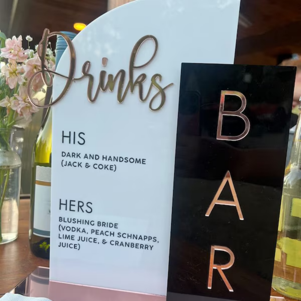 Acrylic Split Wedding Bar Sign - Cocktail Recipe Book recension och pris