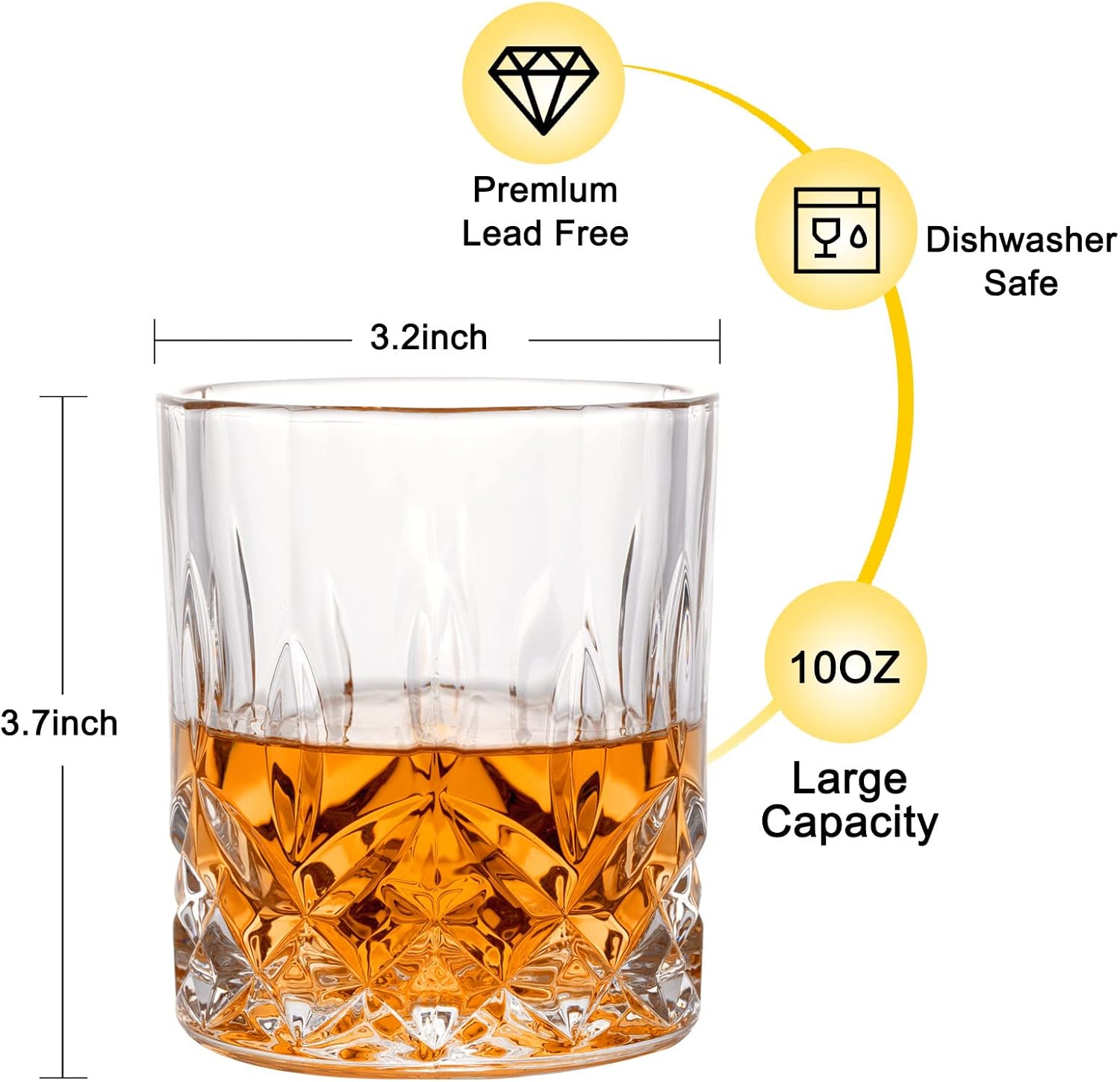 Whiskey Rocks Glass Set of 4 w - Old Fashioned Glass recension och pris