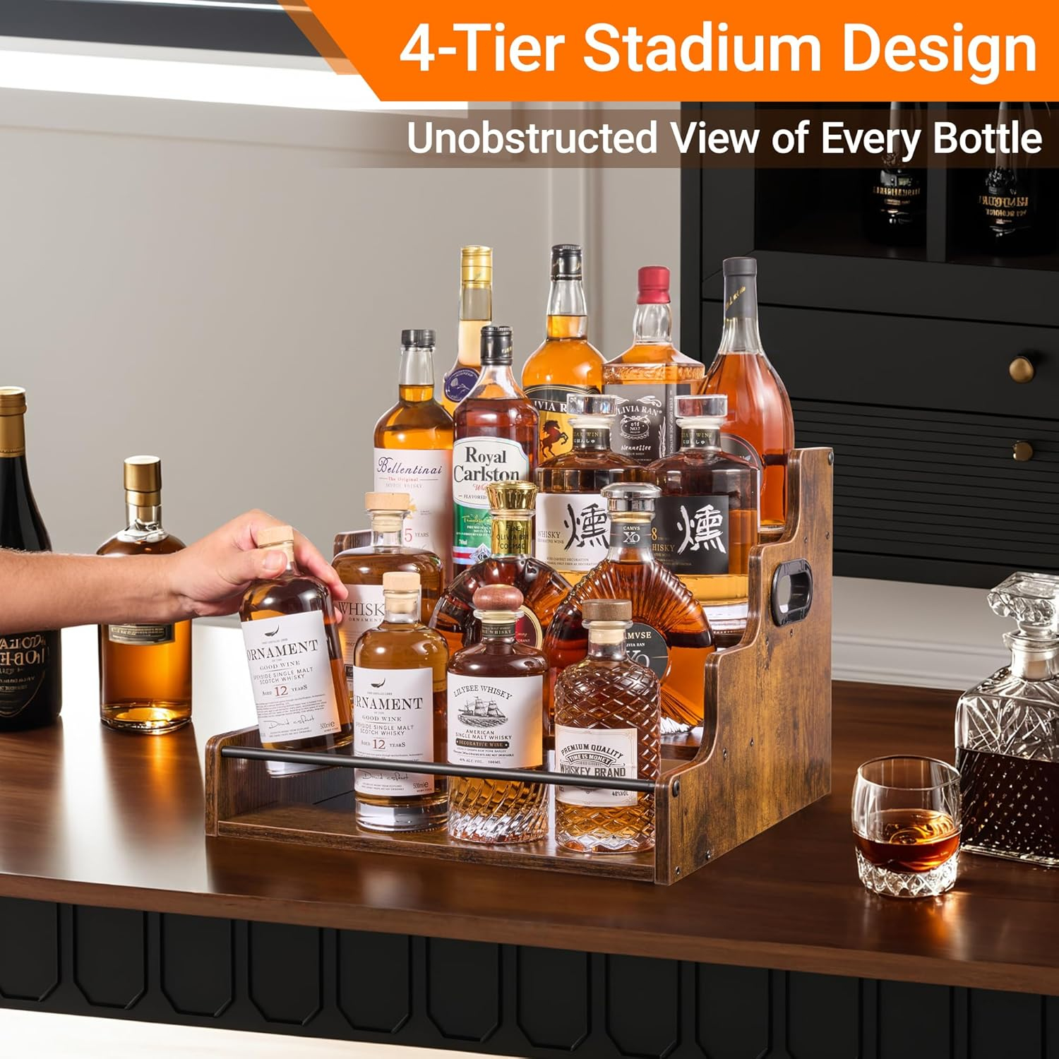 Liquor Bottle Display Shelf, C - Home Bar Stand recension och pris