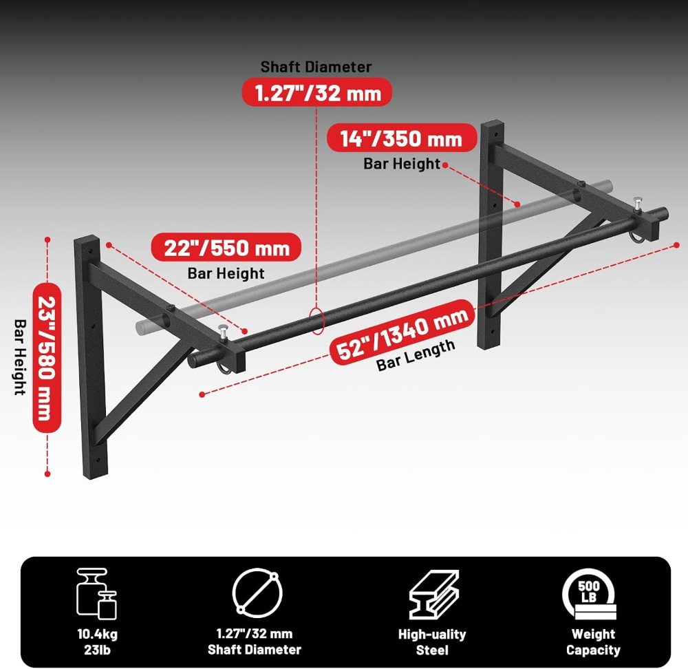 Wall Mounted Pull Up Bar, Chin - Home Bar And Gym recension och pris