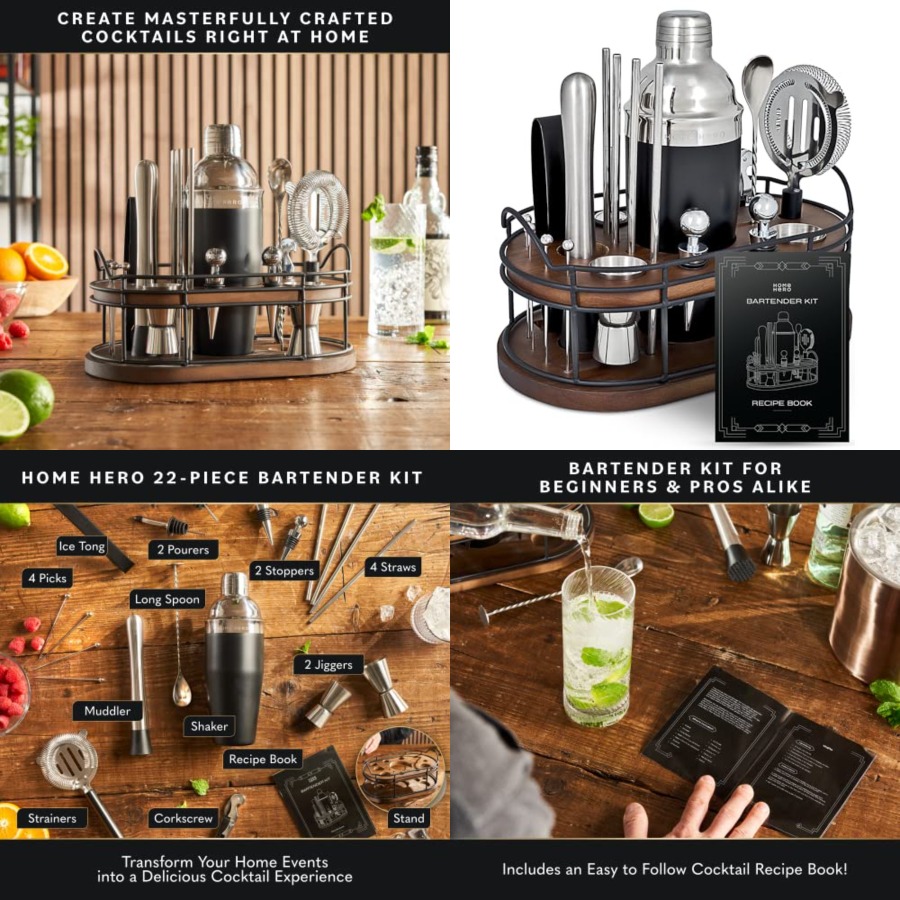 Bartender Kit - 22-Piece Cockt - Cocktail Recipe Book recension och pris