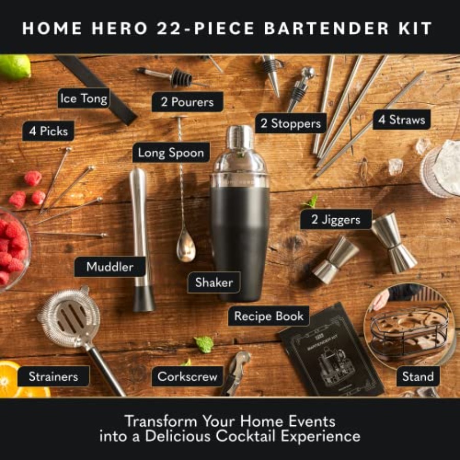 Bartender Kit - 22-Piece Cockt - Cocktail Recipe Book recension och pris