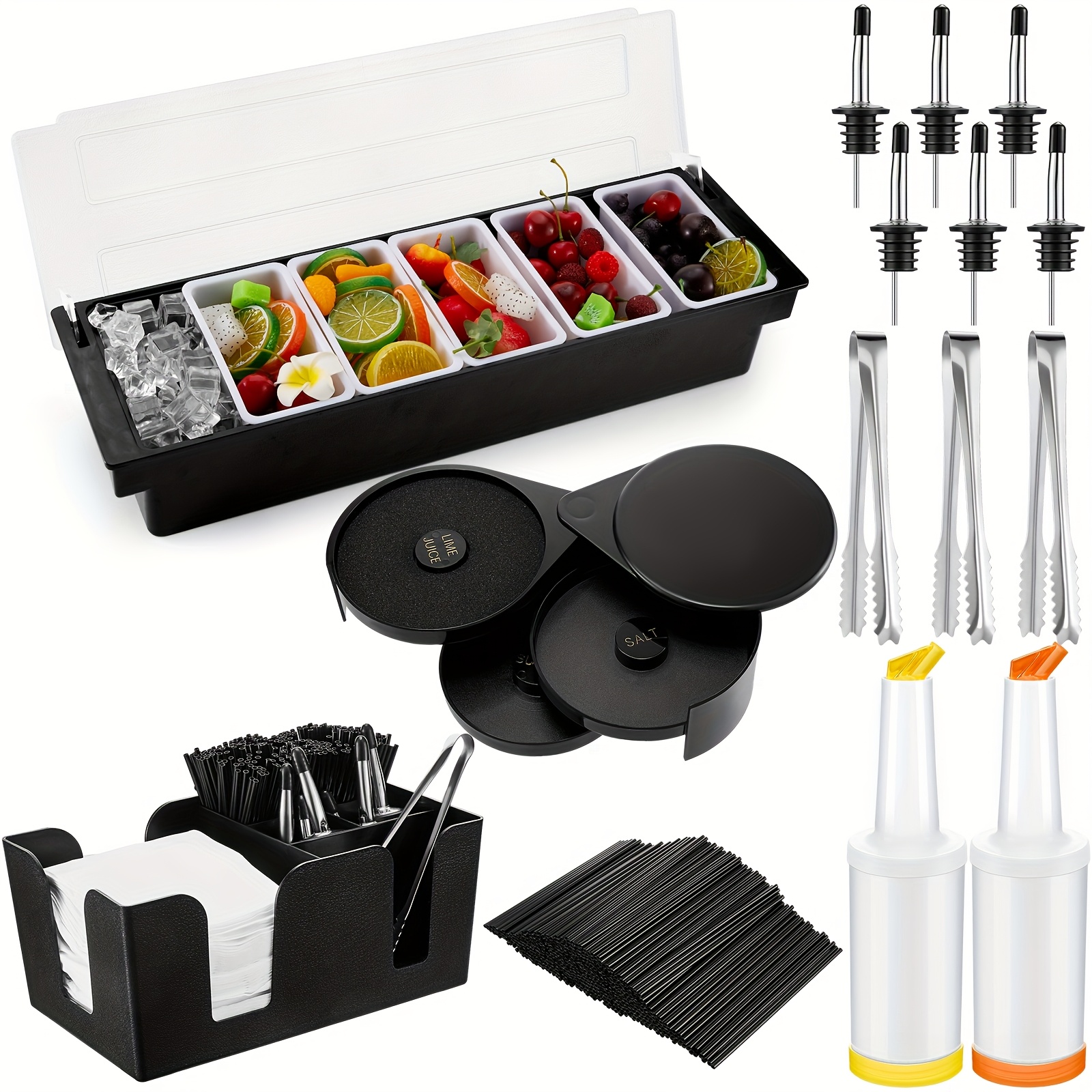 3-Tier Bar Caddy Set with Lid  - Garnish Tray Set recension och pris
