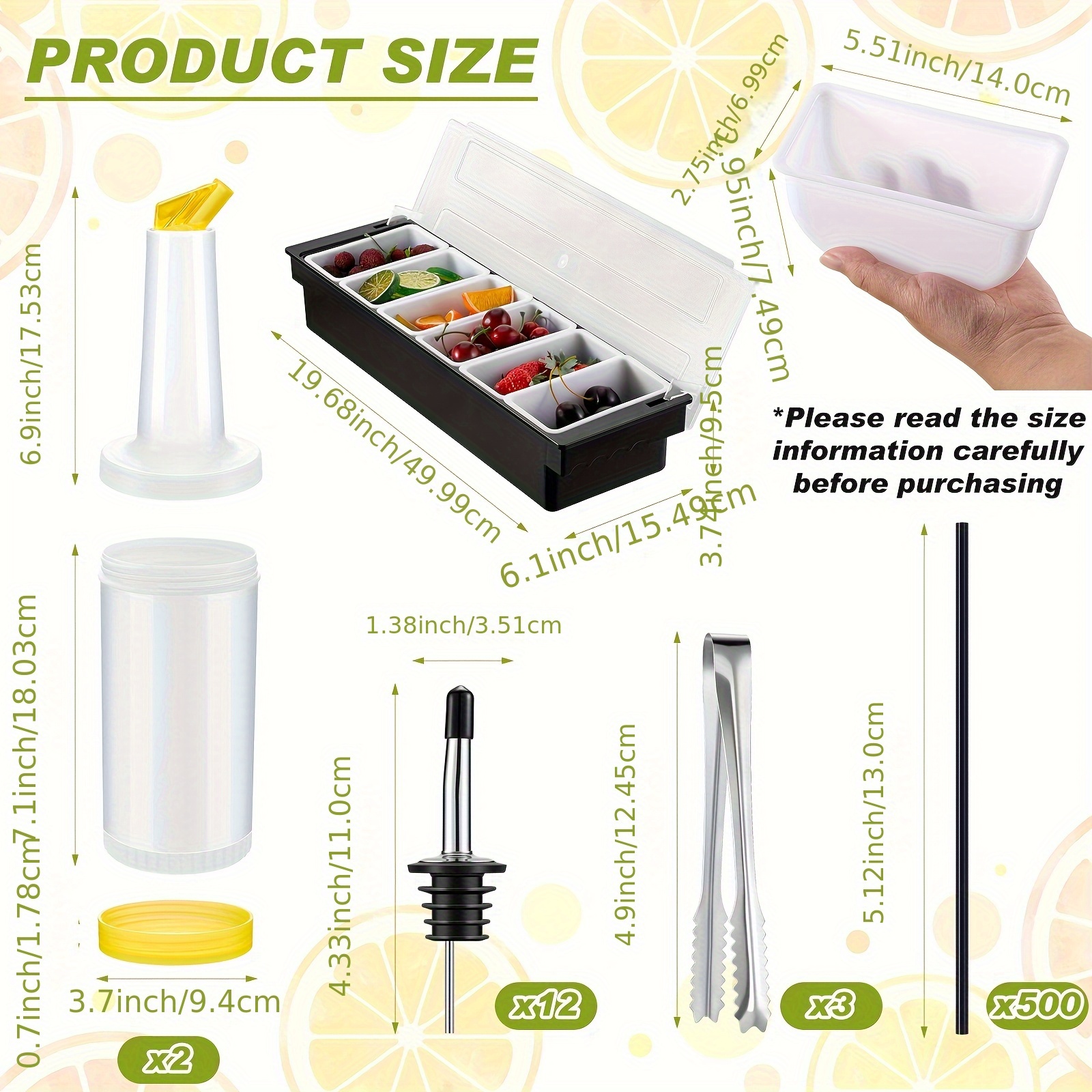 3-Tier Bar Caddy Set with Lid  - Garnish Tray Set recension och pris