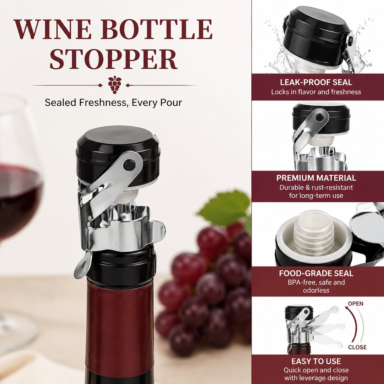 Cabilock 3pcs Stainless Steel  - Wine Preservation Pump recension och pris
